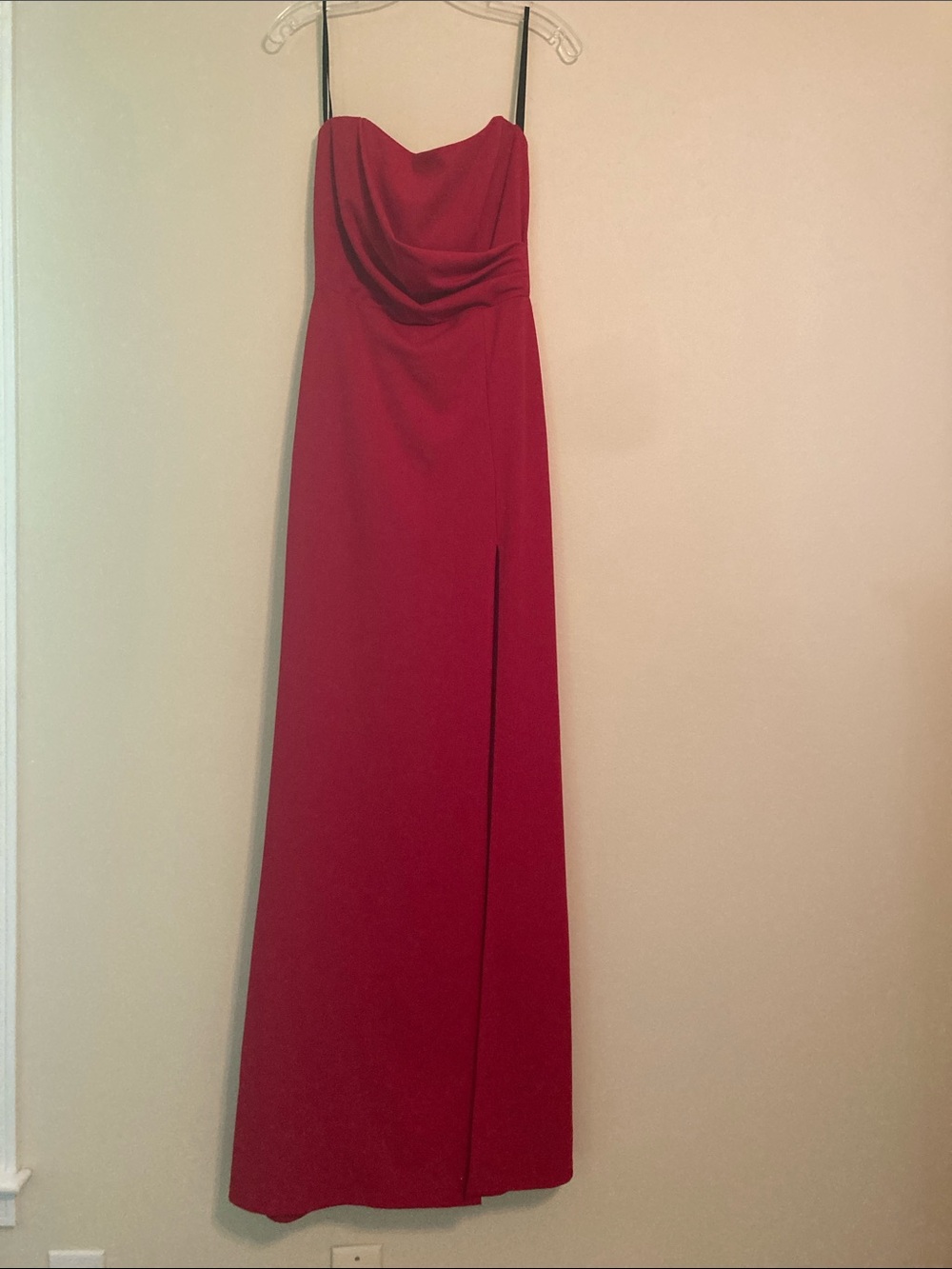 Windsor Crimson Strapless Draped Gown